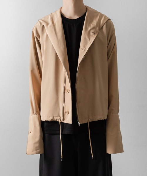 ato（アトウ）の「DOUBLE CUFFS HOOD ZIP SHIRT（Tシャツ/カットソー・メンズ・ベージュ/ブラック・46/48）」の20枚目の写真