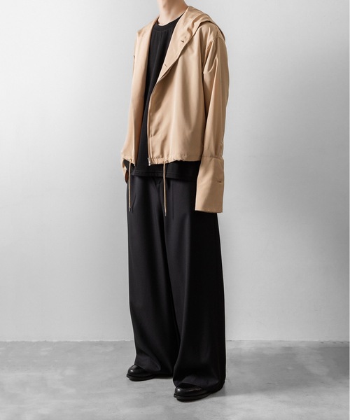 ato（アトウ）の「DOUBLE CUFFS HOOD ZIP SHIRT（Tシャツ/カットソー・メンズ・ベージュ/ブラック・46/48）」の22枚目の写真