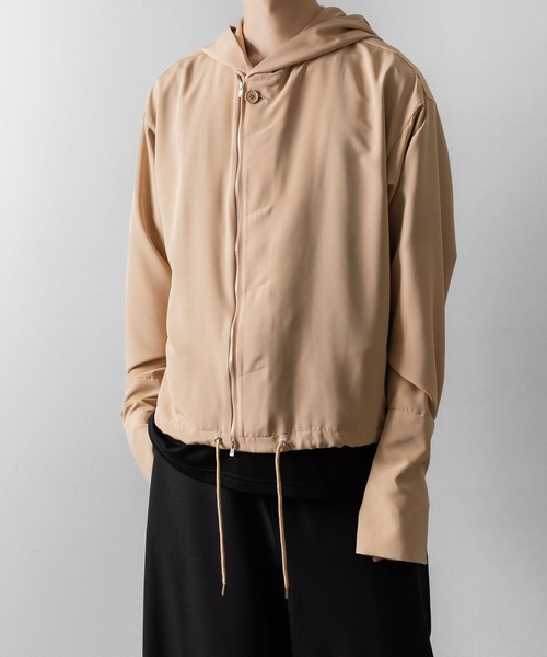 ato（アトウ）の「DOUBLE CUFFS HOOD ZIP SHIRT（Tシャツ/カットソー・メンズ・ベージュ/ブラック・46/48）」の4枚目の写真