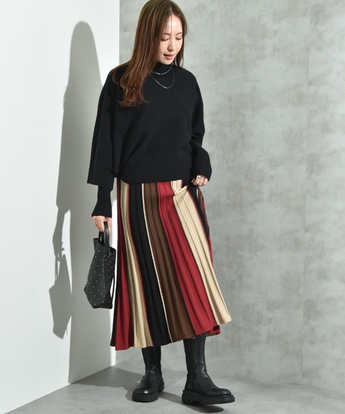 INTERPLANET（インタープラネット）の「配色カラーニットスカート（スカート・レディース・マスタード/ボルドー/ブラウン・FREE）」の17枚目の写真