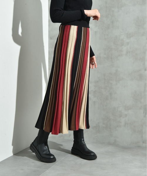 INTERPLANET（インタープラネット）の「配色カラーニットスカート（スカート・レディース・マスタード/ボルドー/ブラウン・FREE）」の19枚目の写真