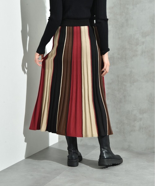 INTERPLANET（インタープラネット）の「配色カラーニットスカート（スカート・レディース・マスタード/ボルドー/ブラウン・FREE）」の20枚目の写真