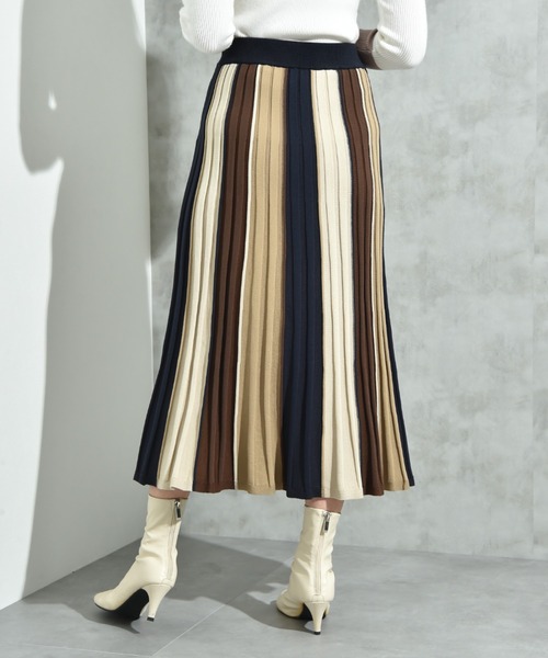 INTERPLANET（インタープラネット）の「配色カラーニットスカート（スカート・レディース・マスタード/ボルドー/ブラウン・FREE）」の11枚目の写真