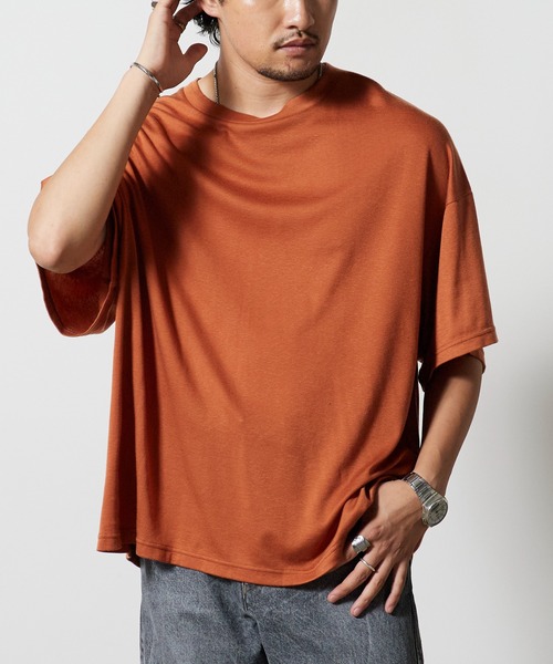 superNova.（スーパーノヴァ）の「superNova. / スーパーノヴァ Big Tee-Lyocell Knit ニットトップス 秋服 冬服（ニット/セーター・メンズ・ブラック/ホワイト/テラコッタ/マスタード・S/M）」の3枚目の写真
