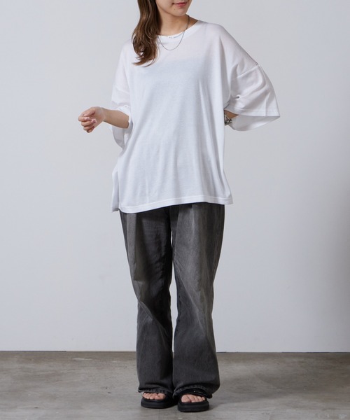 superNova.(スーパーノヴァ)の「superNova. / スーパーノヴァ Big Tee-Lyocell Knit ニットトップス(ニット/セーター・メンズ・ブラック/ホワイト・S)」の12枚目の写真