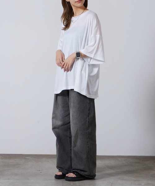 superNova.(スーパーノヴァ)の「superNova. / スーパーノヴァ Big Tee-Lyocell Knit ニットトップス(ニット/セーター・メンズ・ブラック/ホワイト・S)」の13枚目の写真