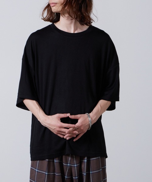 superNova.(スーパーノヴァ)の「superNova. / スーパーノヴァ Big Tee-Lyocell Knit ニットトップス(ニット/セーター・メンズ・ブラック/ホワイト・S)」の18枚目の写真