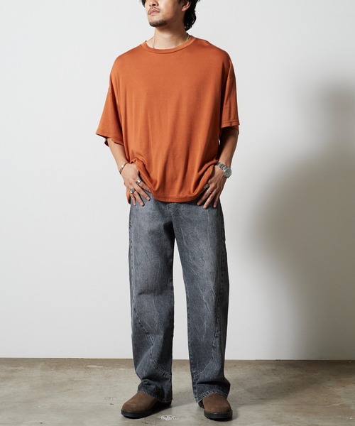superNova.（スーパーノヴァ）の「superNova. / スーパーノヴァ Big Tee-Lyocell Knit ニットトップス 秋服 冬服（ニット/セーター・メンズ・ブラック/ホワイト/テラコッタ/マスタード・S/M）」の22枚目の写真