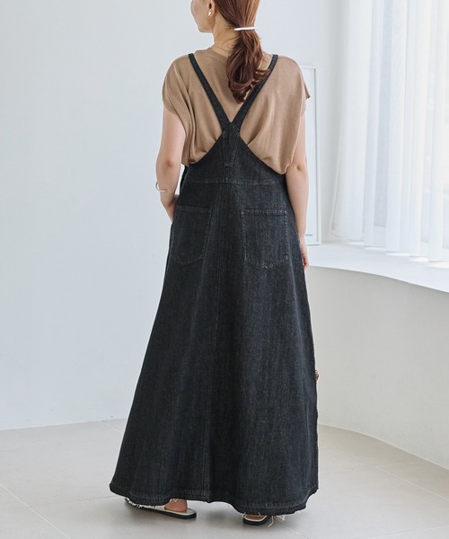 LAVEANGE（ラビアンジェ）の「デニムジャンパースカート（ジャンパースカート・レディース・ブラック/ブルー・5L/4L/3L/LL/M）」の5枚目の写真