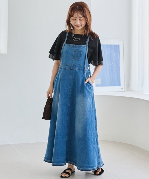 LAVEANGE（ラビアンジェ）の「デニムジャンパースカート（ジャンパースカート・レディース・ブラック/ブルー・5L/4L/3L/LL/M）」の7枚目の写真