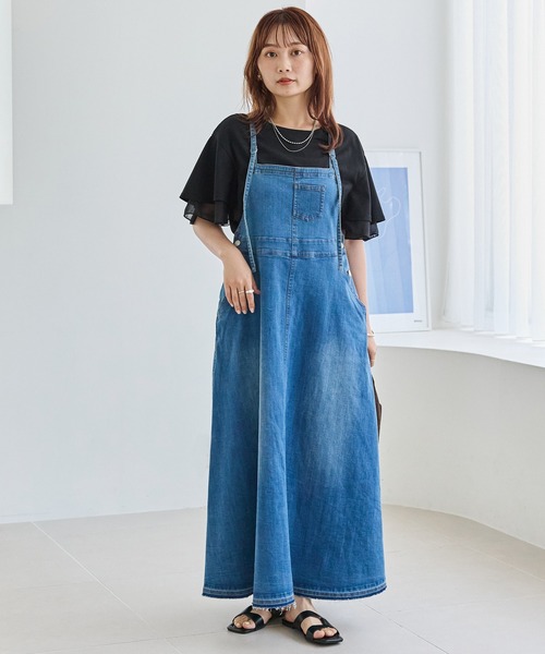 LAVEANGE（ラビアンジェ）の「デニムジャンパースカート（ジャンパースカート・レディース・ブラック/ブルー・5L/4L/3L/LL/M）」の9枚目の写真