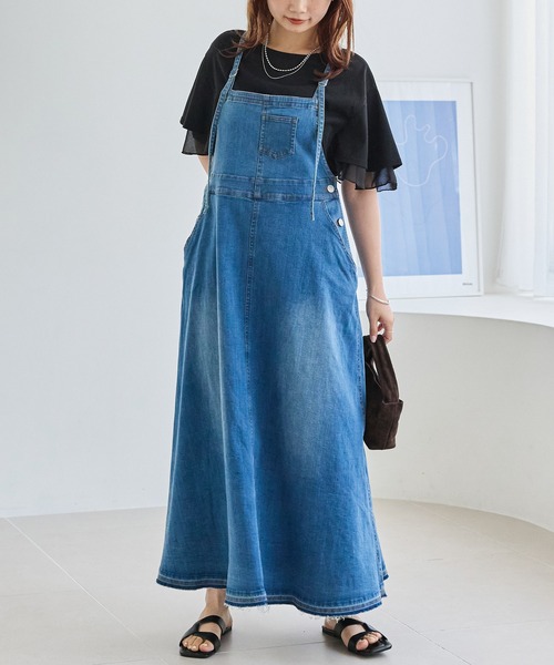 LAVEANGE（ラビアンジェ）の「デニムジャンパースカート（ジャンパースカート・レディース・ブラック/ブルー・5L/4L/3L/LL/M）」の10枚目の写真