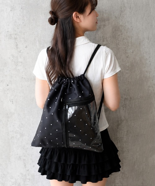 styiro(スタイロ)の「クリアポケットナップサック/リュック(バックパック/リュック・レディース・シルバー/ブラック/ホワイト系その他/ブラック系その他・FREE)」の22枚目の写真