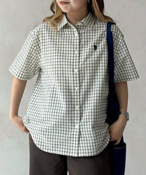 U.S. POLO ASSN.(ユーエスポロアッスン)の「【U.S. POLO ASSN.】シアサッカー半袖シャツ(シャツ/ブラウス・レディース・ブルー/アイボリー/ブラウン/イエロー・FREE)」の17枚目の写真