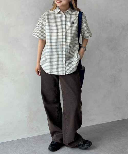 U.S. POLO ASSN.(ユーエスポロアッスン)の「【U.S. POLO ASSN.】シアサッカー半袖シャツ(シャツ/ブラウス・レディース・ブルー/アイボリー/ブラウン/イエロー・FREE)」の22枚目の写真