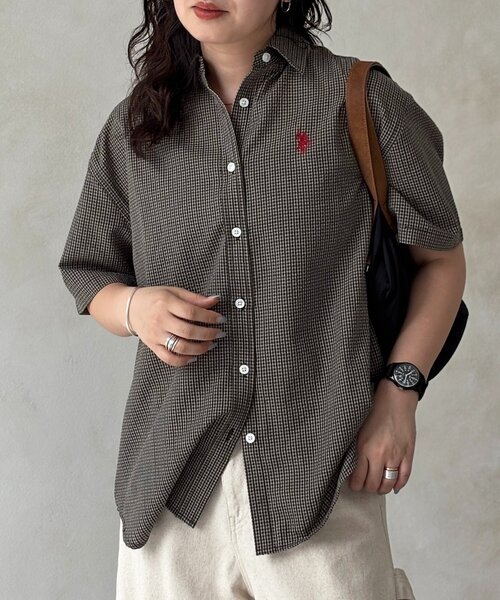 U.S. POLO ASSN.】シアサッカー半袖シャツ（シャツ/ブラウス