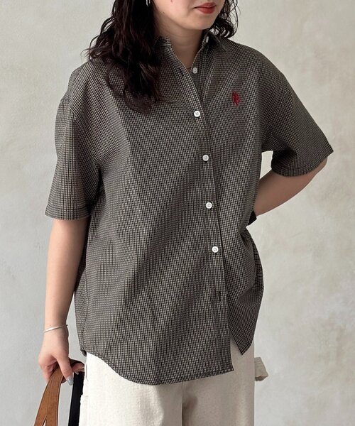 U.S. POLO ASSN.】シアサッカー半袖シャツ（シャツ/ブラウス