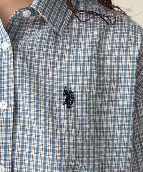 U.S. POLO ASSN.(ユーエスポロアッスン)の「【U.S. POLO ASSN.】シアサッカー半袖シャツ(シャツ/ブラウス・レディース・ブルー/アイボリー/ブラウン/イエロー・FREE)」の5枚目の写真