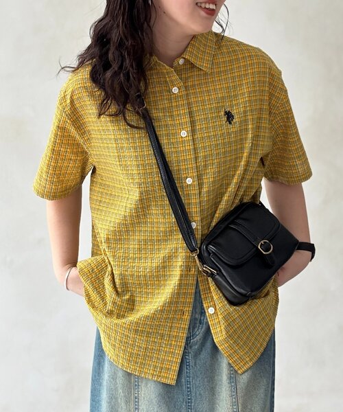 U.S. POLO ASSN.(ユーエスポロアッスン)の「【U.S. POLO ASSN.】シアサッカー半袖シャツ(シャツ/ブラウス・レディース・ブルー/アイボリー/ブラウン/イエロー・FREE)」の9枚目の写真