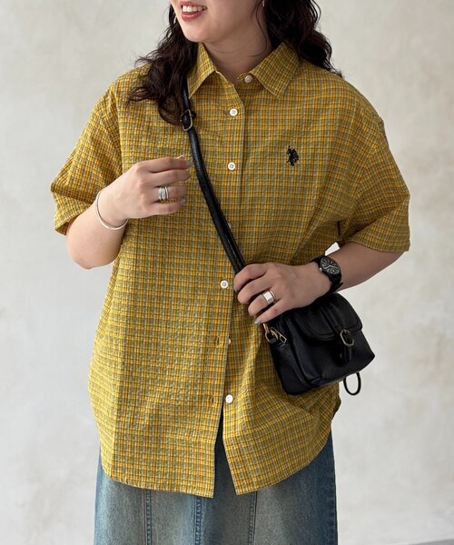 U.S. POLO ASSN.】シアサッカー半袖シャツ（シャツ/ブラウス