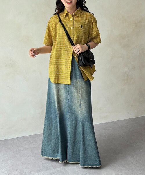 U.S. POLO ASSN.(ユーエスポロアッスン)の「【U.S. POLO ASSN.】シアサッカー半袖シャツ(シャツ/ブラウス・レディース・ブルー/アイボリー/ブラウン/イエロー・FREE)」の15枚目の写真