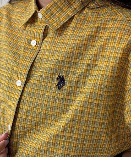 U.S. POLO ASSN.(ユーエスポロアッスン)の「【U.S. POLO ASSN.】シアサッカー半袖シャツ(シャツ/ブラウス・レディース・ブルー/アイボリー/ブラウン/イエロー・FREE)」の16枚目の写真