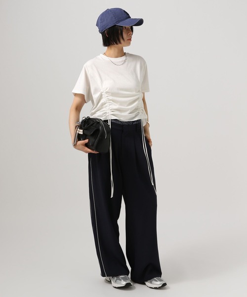 BAYFLOW(ベイフロー)の「ラインストーンオフショルプルオーバー(Tシャツ/カットソー・レディース・チャコール/オフホワイト/ブルー・FREE)」の9枚目の写真