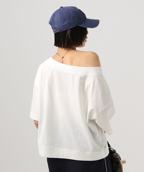 BAYFLOW(ベイフロー)の「ラインストーンオフショルプルオーバー(Tシャツ/カットソー・レディース・チャコール/オフホワイト/ブルー・FREE)」の7枚目の写真
