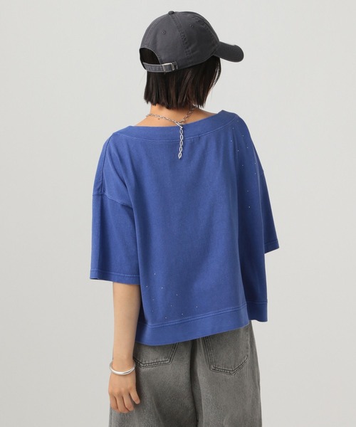 BAYFLOW(ベイフロー)の「ラインストーンオフショルプルオーバー(Tシャツ/カットソー・レディース・チャコール/オフホワイト/ブルー・FREE)」の22枚目の写真