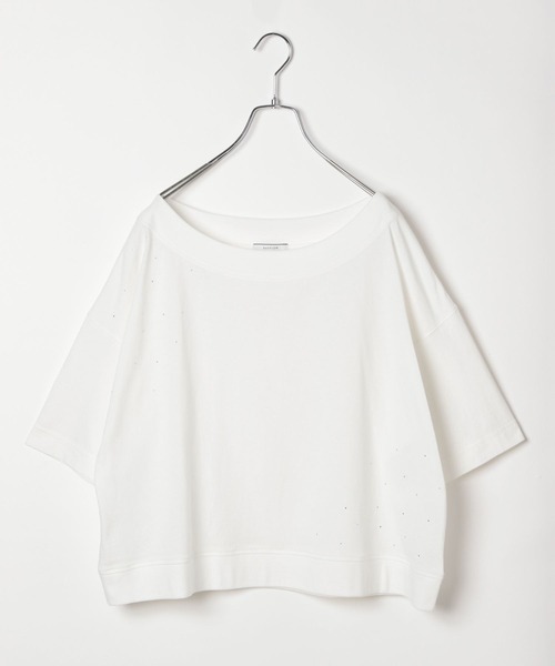 BAYFLOW(ベイフロー)の「ラインストーンオフショルプルオーバー(Tシャツ/カットソー・レディース・チャコール/オフホワイト/ブルー・FREE)」の21枚目の写真
