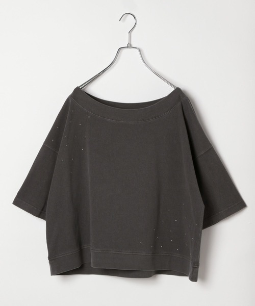 BAYFLOW(ベイフロー)の「ラインストーンオフショルプルオーバー(Tシャツ/カットソー・レディース・チャコール/オフホワイト/ブルー・FREE)」の20枚目の写真