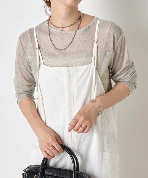 Jena espace merveilleux（ジェナ　エスパスメルヴェイユ）の「ボートネックシアーカットソー（Tシャツ/カットソー・レディース・グレー/オフホワイト/ブラック・FREE）」の3枚目の写真