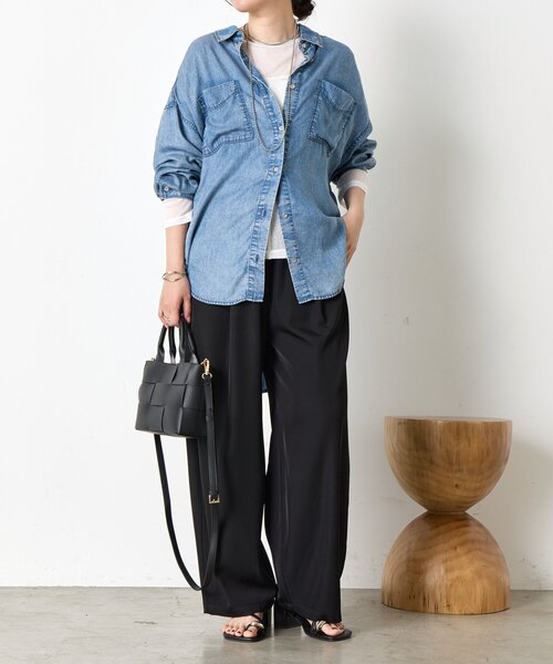 Jena espace merveilleux（ジェナ　エスパスメルヴェイユ）の「ボートネックシアーカットソー（Tシャツ/カットソー・レディース・グレー/オフホワイト/ブラック・FREE）」の4枚目の写真