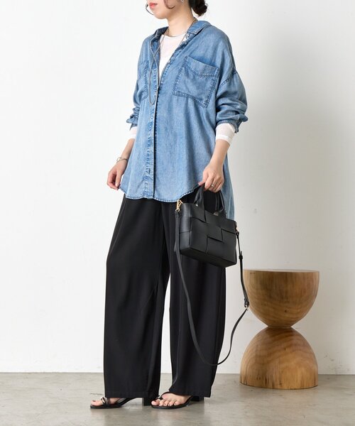 Jena espace merveilleux（ジェナ　エスパスメルヴェイユ）の「ボートネックシアーカットソー（Tシャツ/カットソー・レディース・グレー/オフホワイト/ブラック・FREE）」の6枚目の写真