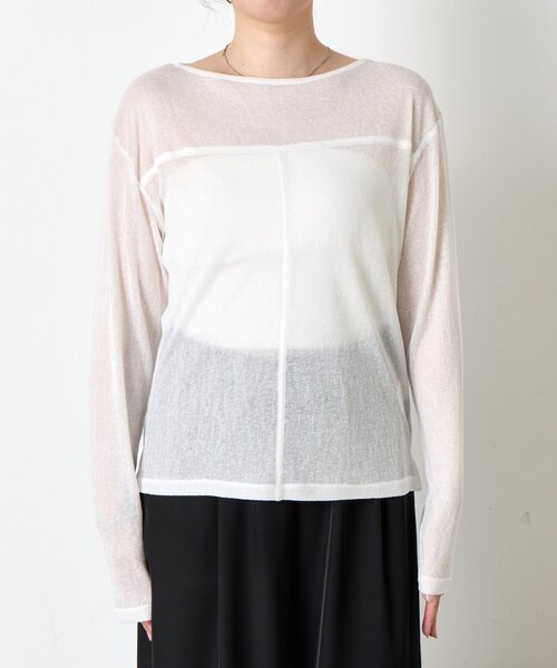 Jena espace merveilleux（ジェナ　エスパスメルヴェイユ）の「ボートネックシアーカットソー（Tシャツ/カットソー・レディース・グレー/オフホワイト/ブラック・FREE）」の9枚目の写真