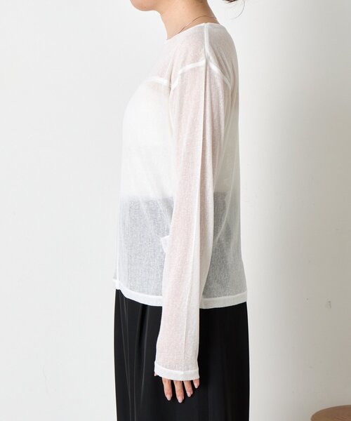 Jena espace merveilleux（ジェナ　エスパスメルヴェイユ）の「ボートネックシアーカットソー（Tシャツ/カットソー・レディース・グレー/オフホワイト/ブラック・FREE）」の10枚目の写真