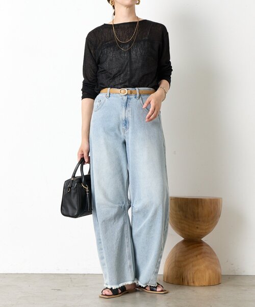 Jena espace merveilleux（ジェナ　エスパスメルヴェイユ）の「ボートネックシアーカットソー（Tシャツ/カットソー・レディース・グレー/オフホワイト/ブラック・FREE）」の17枚目の写真