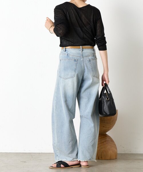 Jena espace merveilleux（ジェナ　エスパスメルヴェイユ）の「ボートネックシアーカットソー（Tシャツ/カットソー・レディース・グレー/オフホワイト/ブラック・FREE）」の18枚目の写真