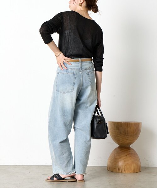 Jena espace merveilleux（ジェナ　エスパスメルヴェイユ）の「ボートネックシアーカットソー（Tシャツ/カットソー・レディース・グレー/オフホワイト/ブラック・FREE）」の19枚目の写真