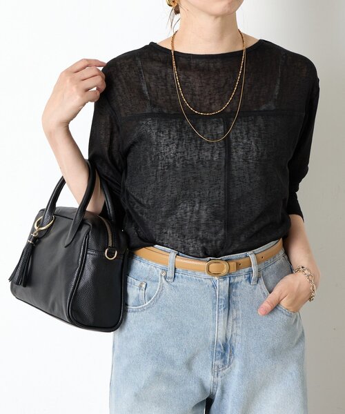 Jena espace merveilleux（ジェナ　エスパスメルヴェイユ）の「ボートネックシアーカットソー（Tシャツ/カットソー・レディース・グレー/オフホワイト/ブラック・FREE）」の20枚目の写真