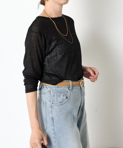 Jena espace merveilleux（ジェナ　エスパスメルヴェイユ）の「ボートネックシアーカットソー（Tシャツ/カットソー・レディース・グレー/オフホワイト/ブラック・FREE）」の22枚目の写真