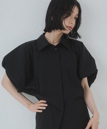 Hunch(ハンチ) 　WTN4366-07ブラック　アイスタッチデザインブラウス　接触冷感 シャツ/ブラウス