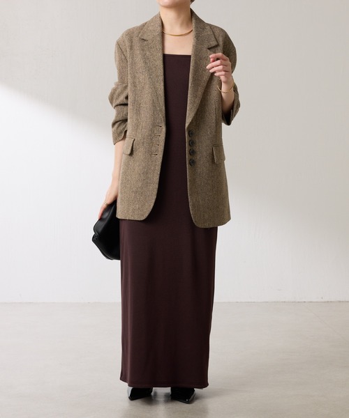 COLLAGE GALLARDAGALANTE（コラージュガリャルダガランテ）の「ネップオーバージャケット（テーラードジャケット・レディース・ブラウン/チャコールグレー・FREE）」の9枚目の写真