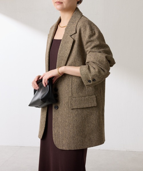 COLLAGE GALLARDAGALANTE（コラージュガリャルダガランテ）の「ネップオーバージャケット（テーラードジャケット・レディース・ブラウン/チャコールグレー・FREE）」の11枚目の写真