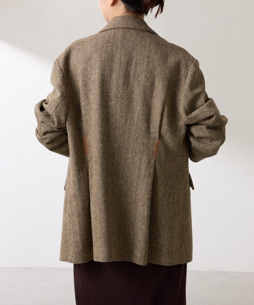 COLLAGE GALLARDAGALANTE（コラージュガリャルダガランテ）の「ネップオーバージャケット（テーラードジャケット・レディース・ブラウン/チャコールグレー・FREE）」の13枚目の写真