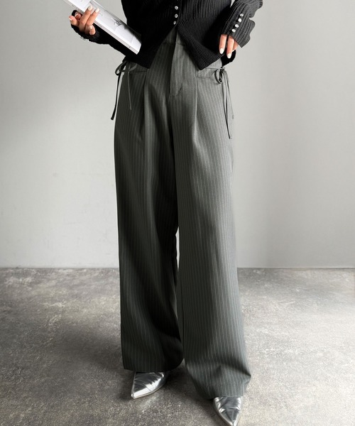 セール】【mily bilet】インして映える♪タック入りリボンストレート