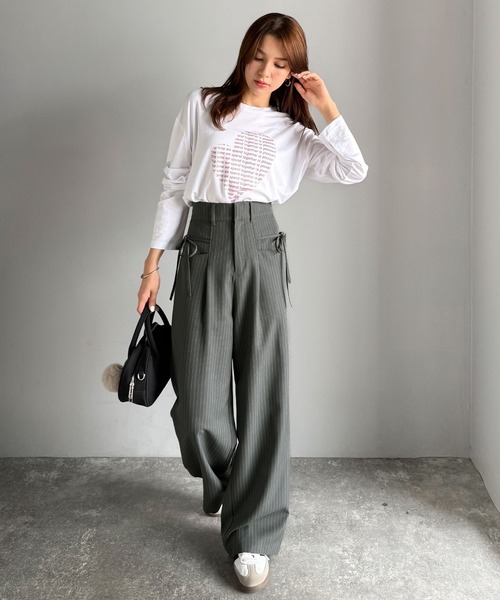 セール】【mily bilet】インして映える♪タック入りリボンストレート