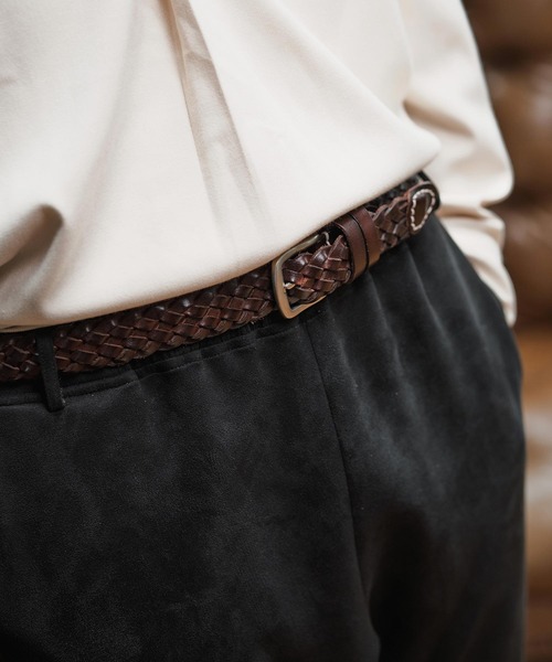 Magine（マージン）の「mko12993-Braided Leather Belt レザーメッシュベルト（ベルト・メンズ・ブラウン/ブラック・FREE）」の2枚目の写真