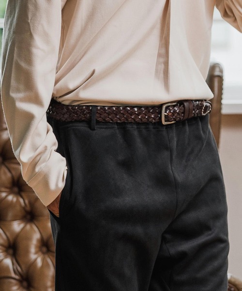 Magine（マージン）の「mko12993-Braided Leather Belt レザーメッシュベルト（ベルト・メンズ・ブラウン/ブラック・FREE）」の14枚目の写真