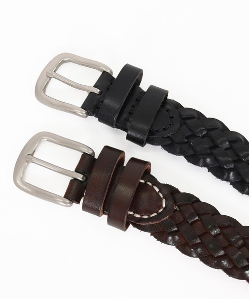Magine（マージン）の「mko12993-Braided Leather Belt レザーメッシュベルト（ベルト・メンズ・ブラウン/ブラック・FREE）」の6枚目の写真